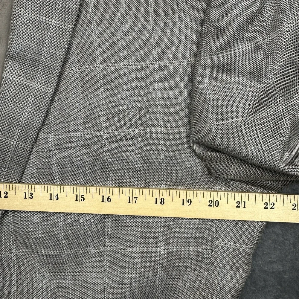 Calvin Klein Blazer Jacket Sport Coat Men's 42R Silk Wool Plaid Tan Gray Glen